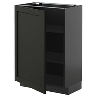 METOD base cabinet with shelves, black-grey/Lerhyttan black stained, 60x37 cm