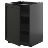 METOD base cabinet with shelves, black-grey/Lerhyttan black stained, 60x60 cm