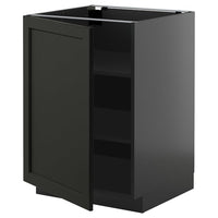 METOD base cabinet with shelves, black-grey/Lerhyttan black stained, 60x60 cm