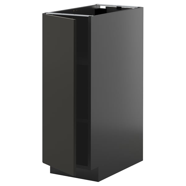 METOD base cabinet with shelves, black-grey/Nickebo matt anthracite, 30x60 cm