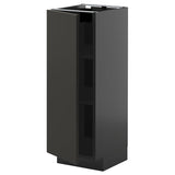 METOD base cabinet with shelves, black-grey/Nickebo matt anthracite, 30x37 cm