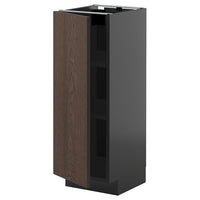 METOD base cabinet with shelves, black-grey/Sinarp brown, 30x37 cm