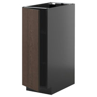 METOD base cabinet with shelves, black-grey/Sinarp brown, 30x60 cm