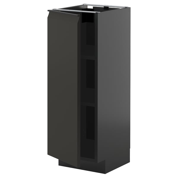 METOD base cabinet with shelves, black-grey/Upplöv matt anthracite, 30x37 cm
