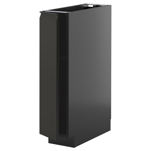 METOD base cabinet with shelves, black-grey/Upplöv matt anthracite, 20x60 cm