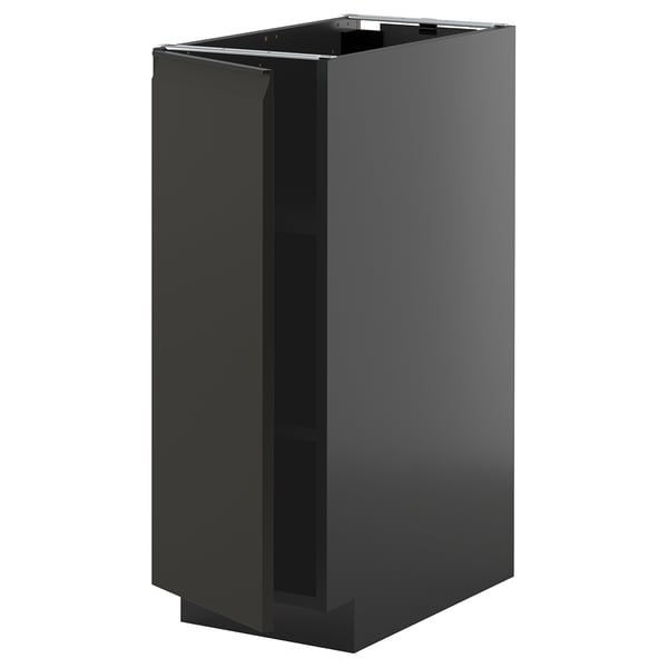 METOD base cabinet with shelves, black-grey/Upplöv matt anthracite, 30x60 cm