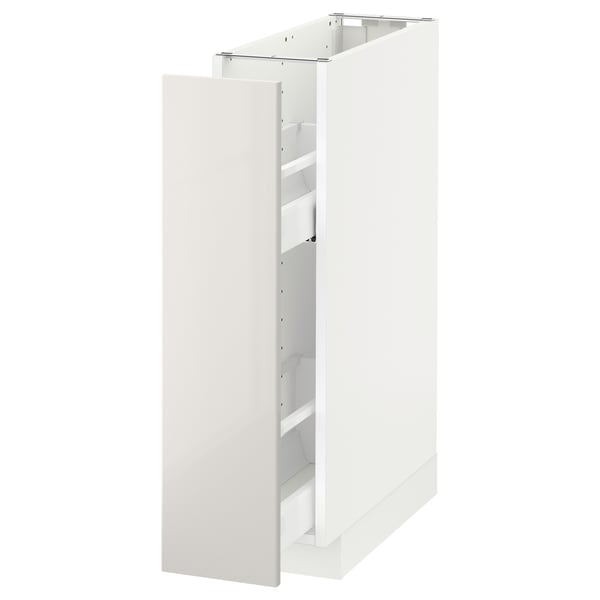 METOD base cabinet/pull-out int fittings, white/Ringhult light grey, 20x60 cm