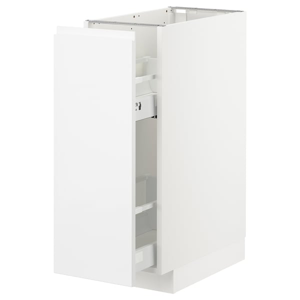 METOD base cabinet/pull-out int fittings, white/Voxtorp high-gloss/white, 30x60 cm