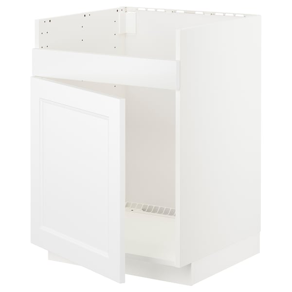 METOD base cab f HAVSEN single bowl sink, white/Axstad matt white, 60x60 cm