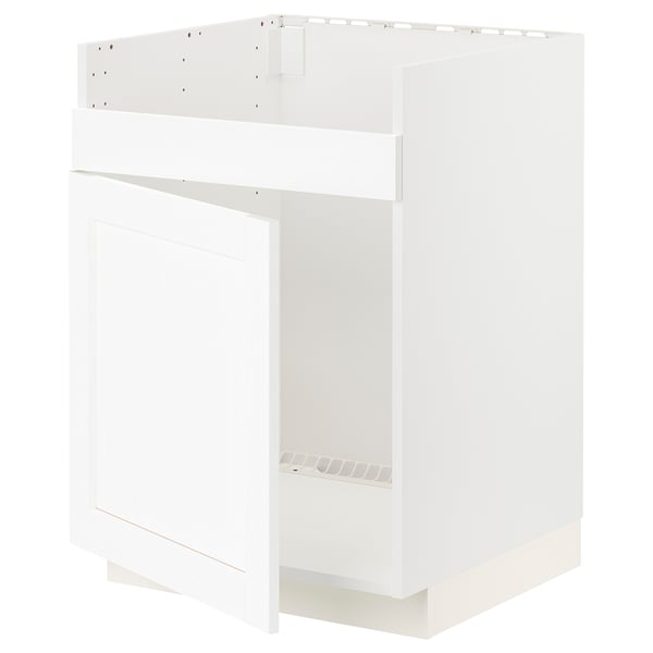 METOD base cab f HAVSEN single bowl sink, white Enköping/white wood effect, 60x60 cm