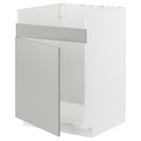METOD base cab f HAVSEN single bowl sink, white/Havstorp light grey, 60x60 cm