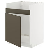 METOD base cab f HAVSEN single bowl sink, white/Havstorp brown-beige, 60x60 cm