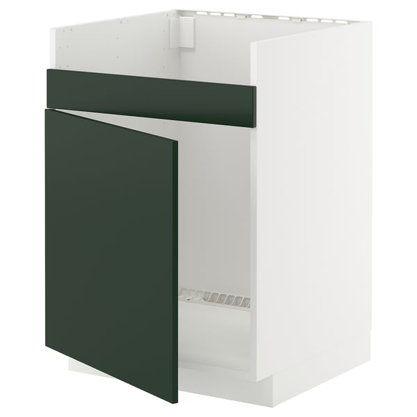 METOD base cab f HAVSEN single bowl sink, white/Havstorp deep green, 60x60 cm