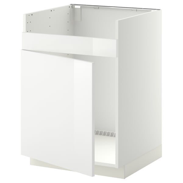 METOD base cab f HAVSEN single bowl sink, white/Ringhult white, 60x60 cm