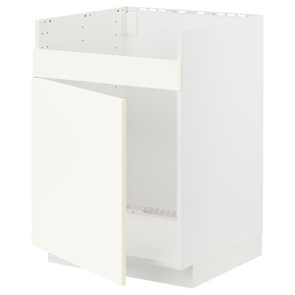 METOD base cab f HAVSEN single bowl sink, white/Vallstena white, 60x60 cm