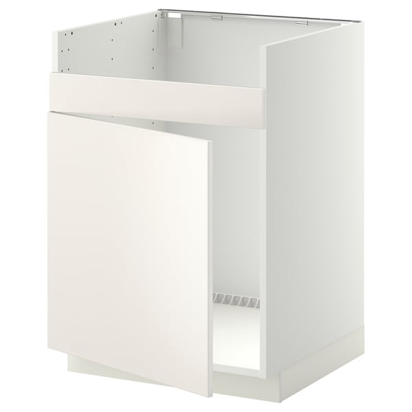 METOD base cab f HAVSEN single bowl sink, white/Veddinge white, 60x60 cm