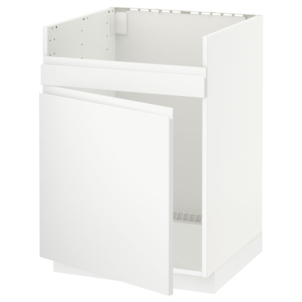 METOD base cab f HAVSEN single bowl sink, white/Voxtorp matt white, 60x60 cm
