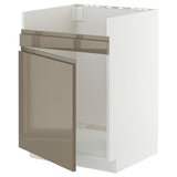 METOD base cab f HAVSEN single bowl sink, white/Voxtorp high-gloss dark grey-brown, 60x60 cm
