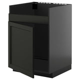 METOD base cab f HAVSEN single bowl sink, black-grey/Lerhyttan black stained, 60x60 cm