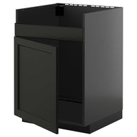METOD base cab f HAVSEN single bowl sink, black-grey/Lerhyttan black stained, 60x60 cm