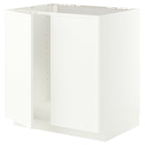 METOD base cabinet for sink + 2 doors, white/Aspudden matt white, 80x60 cm