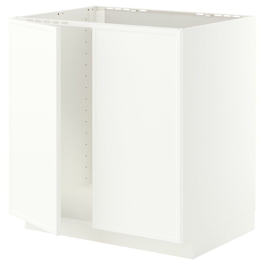 METOD base cabinet for sink + 2 doors, white/Aspudden matt white, 80x60 cm