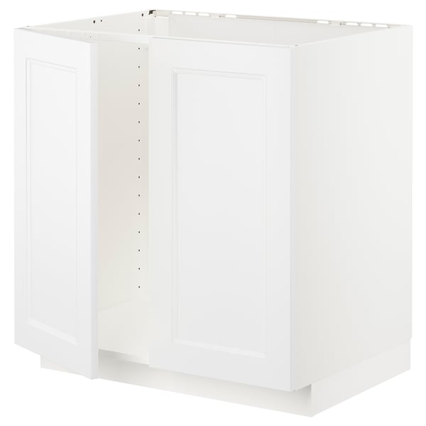 METOD base cabinet for sink + 2 doors, white/Axstad matt white, 80x60 cm