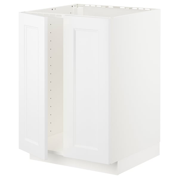 METOD base cabinet for sink + 2 doors, white/Axstad matt white, 60x60 cm