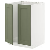 METOD base cabinet for sink + 2 doors, white/Axstad grey-green, 60x60 cm