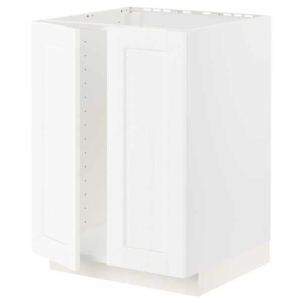 METOD base cabinet for sink + 2 doors, white Enköping/white wood effect, 60x60 cm