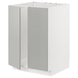 METOD base cabinet for sink + 2 doors, white/Havstorp light grey, 60x60 cm