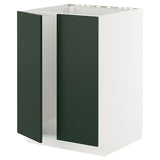 METOD base cabinet for sink + 2 doors, white/Havstorp deep green, 60x60 cm
