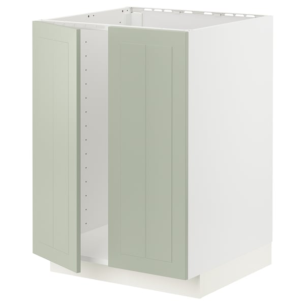 METOD base cabinet for sink + 2 doors, white/Stensund light green, 60x60 cm