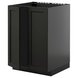 METOD base cabinet for sink + 2 doors, black-grey/Lerhyttan black stained, 60x60 cm