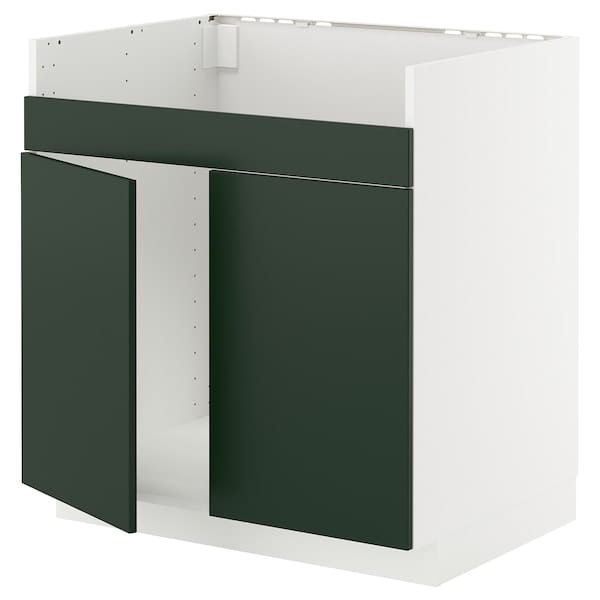 Ikea METOD - Base cab f HAVSEN double bowl sink, white/Havstorp deep green, 80x60 cm
