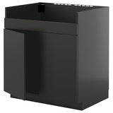 METOD base cab f HAVSEN double bowl sink, black-grey/Nickebo matt anthracite, 80x60 cm