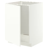 METOD base cabinet for sink, white/Aspudden matt white, 60x60 cm