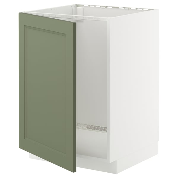 METOD base cabinet for sink, white/Axstad grey-green, 60x60 cm
