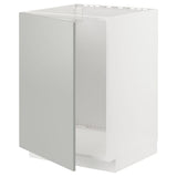 METOD base cabinet for sink, white/Havstorp light grey, 60x60 cm