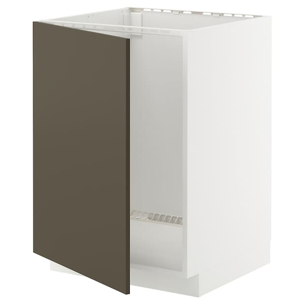 Ikea METOD - Base cabinet for sink, white/Havstorp brown-beige, 60x60 cm