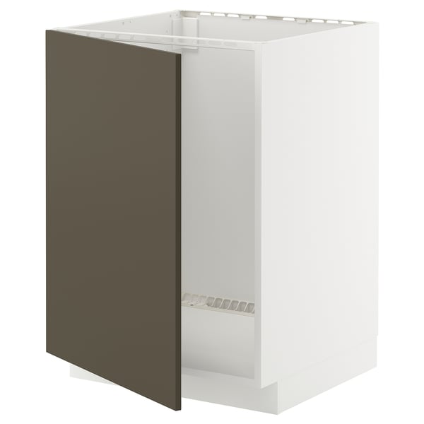 METOD base cabinet for sink, white/Havstorp brown-beige, 60x60 cm