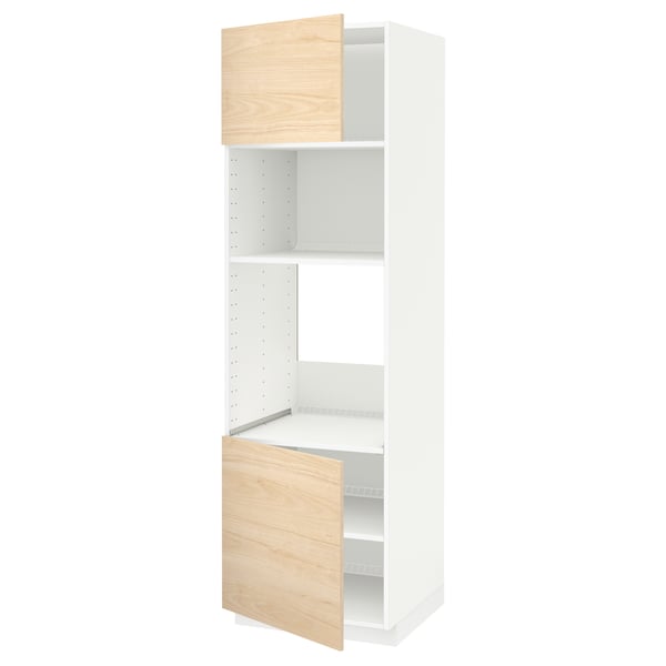 METOD high cabinet f built-in appliances, white/Askersund light ash effect, 60x60x200 cm