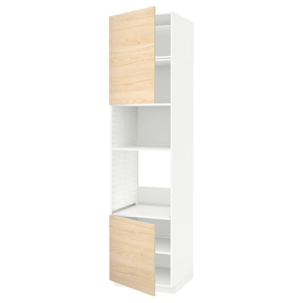 METOD high cabinet f built-in appliances, white/Askersund light ash effect, 60x60x240 cm