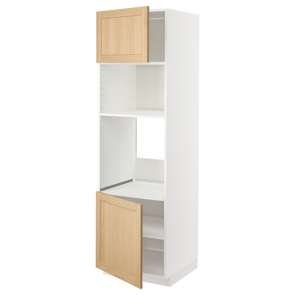 METOD high cabinet f built-in appliances, white/Forsbacka oak, 60x60x200 cm