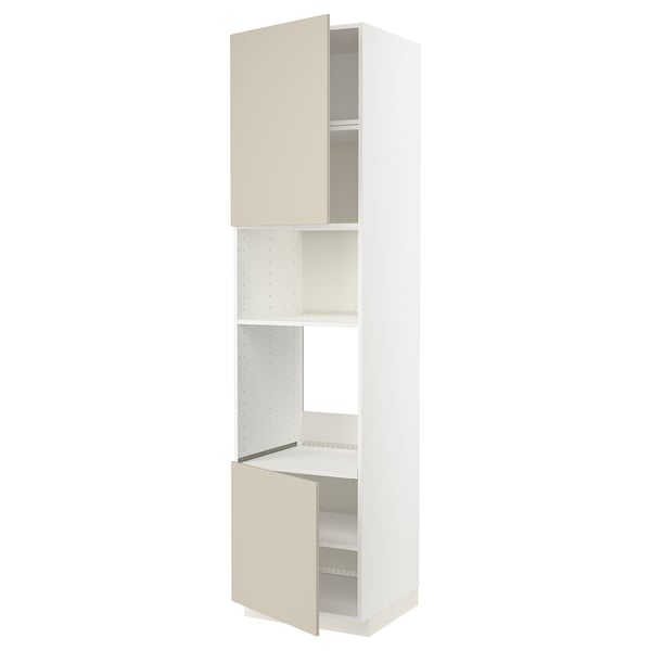 METOD high cabinet f built-in appliances, white/Havstorp beige, 60x60x240 cm