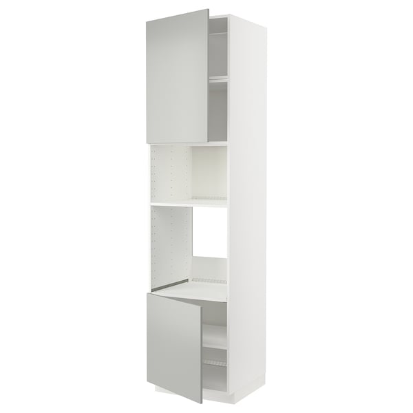 METOD high cabinet f built-in appliances, white/Havstorp light grey, 60x60x240 cm