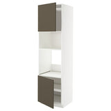 METOD high cabinet f built-in appliances, white/Havstorp brown-beige, 60x60x220 cm
