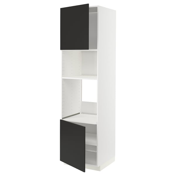 METOD high cabinet f built-in appliances, white/Nickebo matt anthracite, 60x60x220 cm