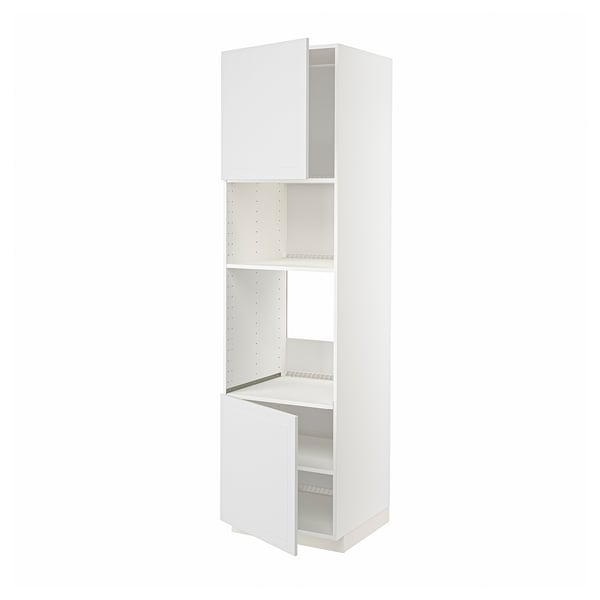 METOD hi cb f oven/micro w 2 drs/shelves, white/Stensund white, 60x60x220 cm