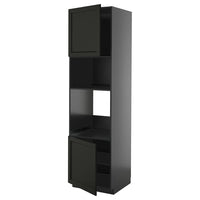 METOD high cabinet f built-in appliances, black-grey/Lerhyttan black stained, 60x60x220 cm
